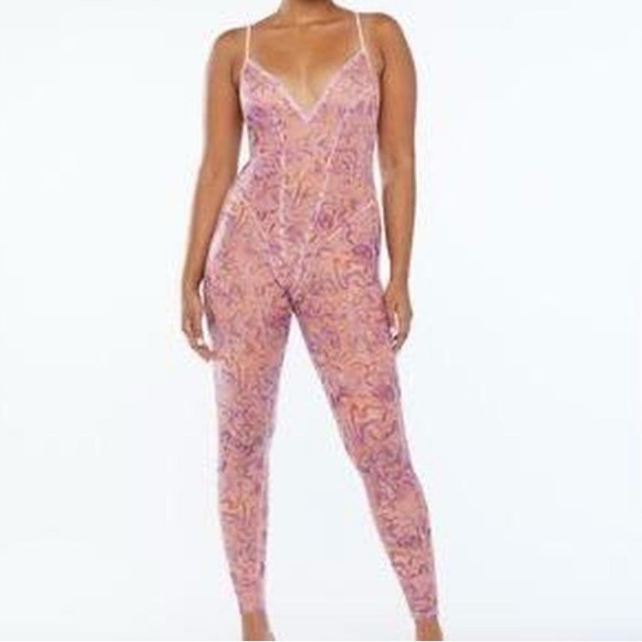 Savage X Fenty Other - Savage X Fenty Crotchless Catsuit print pink